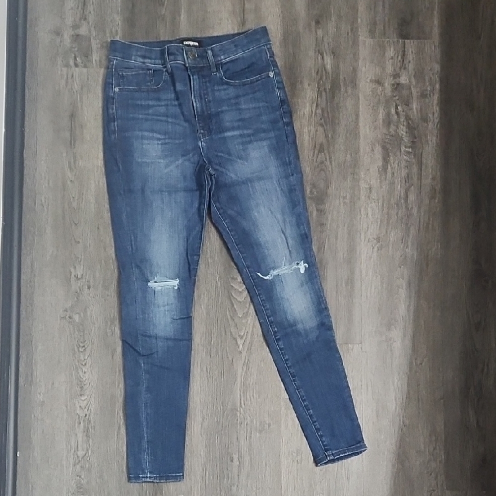 Express Women's Distressed Blue Skinny Jeans